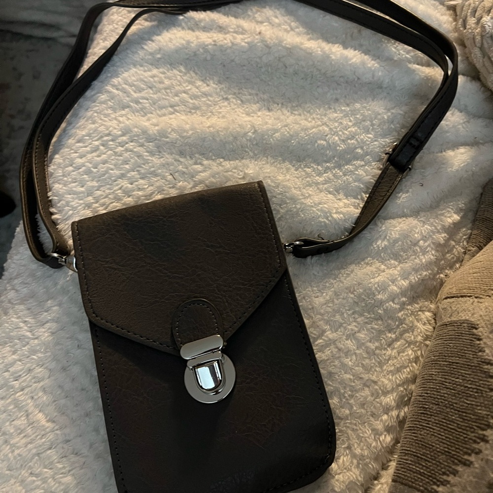 Phone Crossbody Bag Touchscreen Pocket Dark Gray Travel Purse New